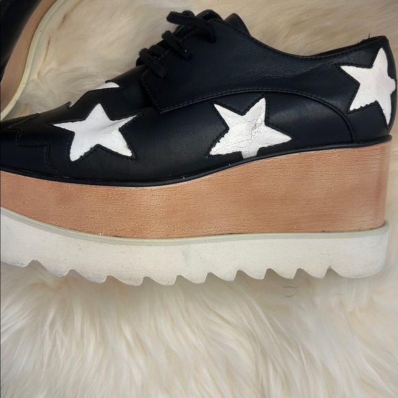 Stella McCartney Black White Star Vegan Elyse Platform Derby Shoes, Size 35 - Picture 4 of 16